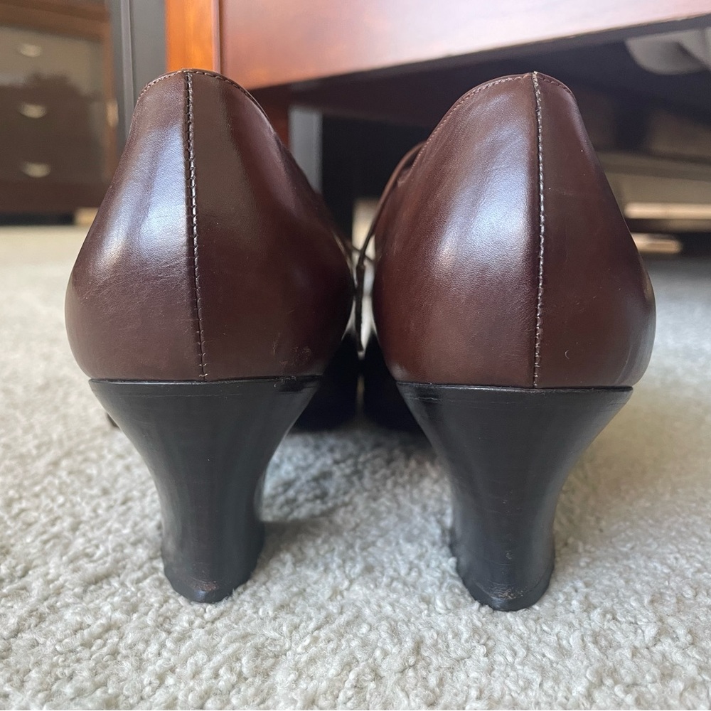 🇮🇹 Vintage Italy Joan Helpern low heel brown leather lace up shoes 8M EUC - Picture 9 of 16